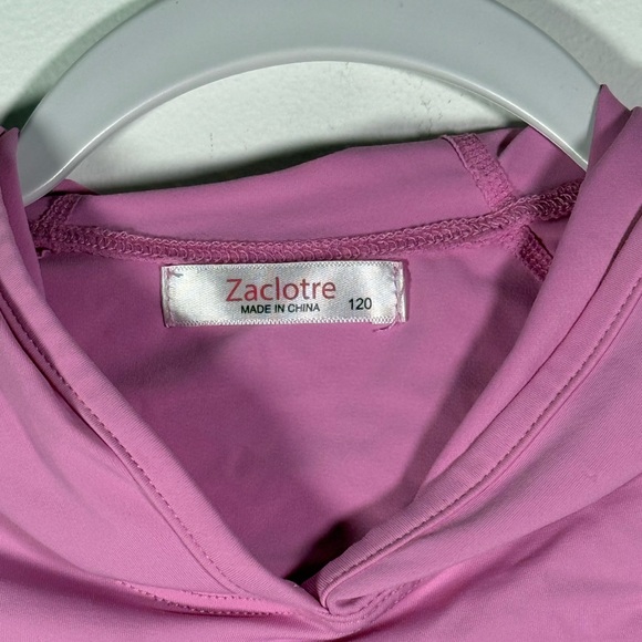 Zaclotre‎ Child Mauve V Neck Long Sleeve Sun Hoodie Rash Guard Top Size 120 - Picture 11 of 14